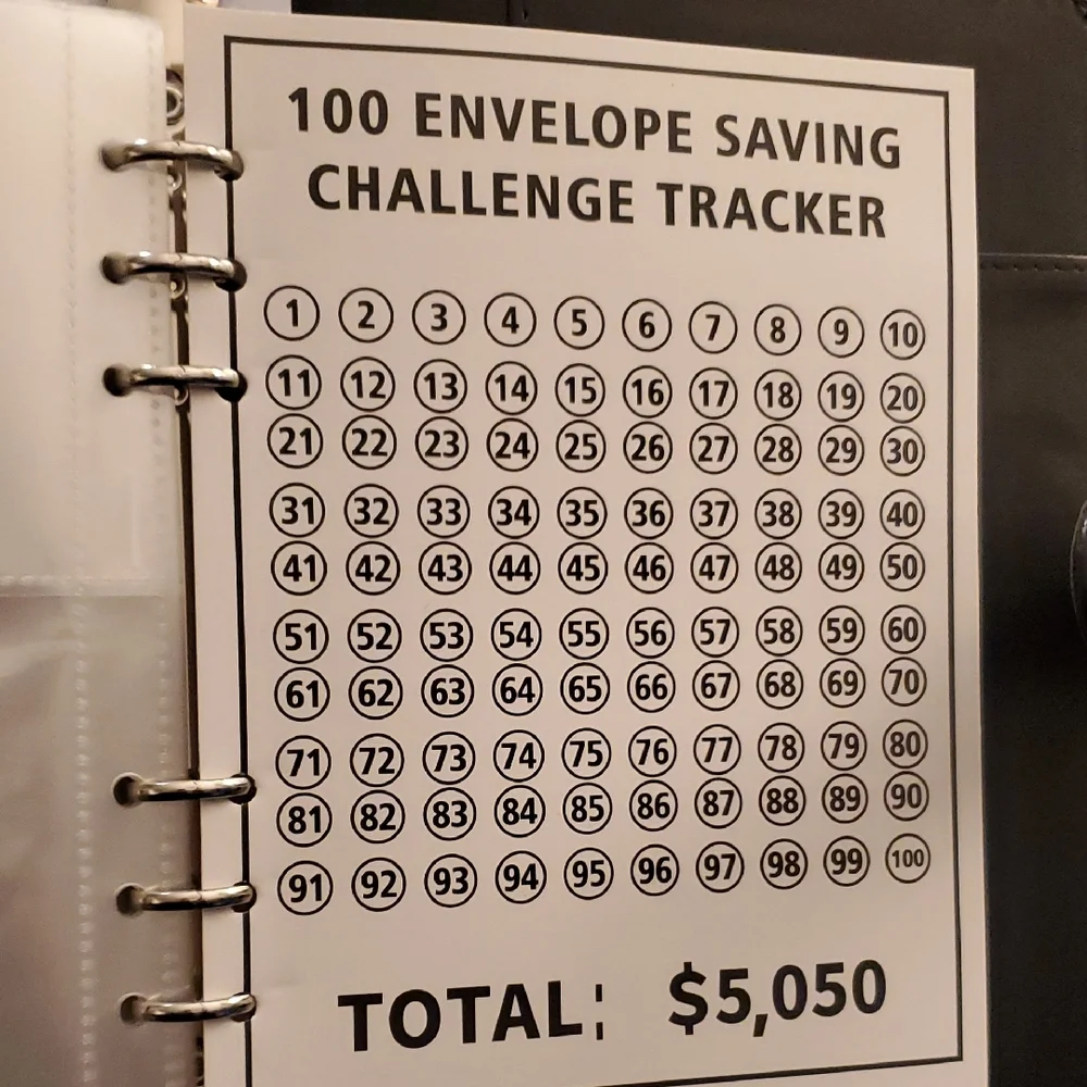 100 envelope Savings Challenge Binder